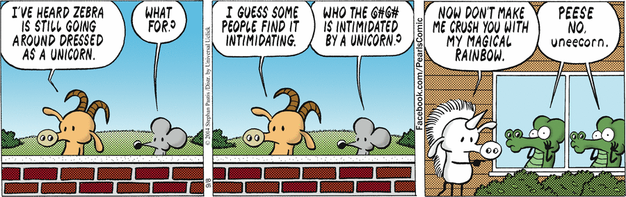 — Ненавижу радугу! Вот сидишь ты, весь в своих думках, а эта радуга как подвалит, как поползёт по твоей ноге, заберется в жопу, как начнет кусаться, ты как заорешь: «Э, вылазь из моей жопы, дурацкая радуга!»
— Картман, чё за фигню ты рассказываешь? Радуга — это такая разноцветная арка, появляющаяся после грозы.
— А-а, радуга. Да я люблю радугу.