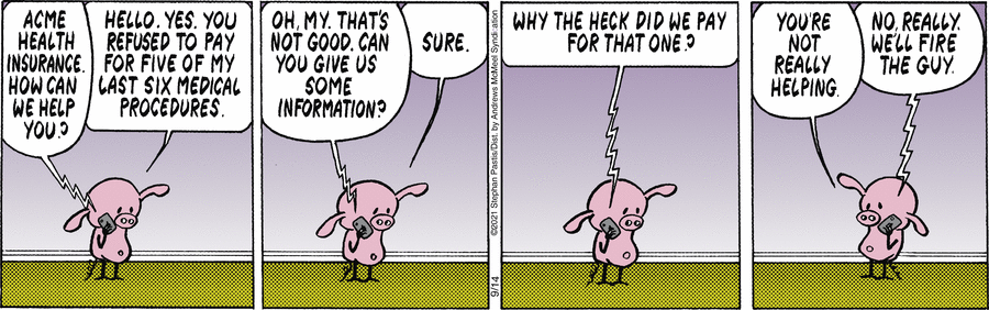 — Хочу напомнить, что к завтрашнему дню вы должны представить все документы по страховке и анализ мочи.
— Никакие документы по страховке я собирать не буду. А анализ мочи я уже оставил — на дверце твоей машины.