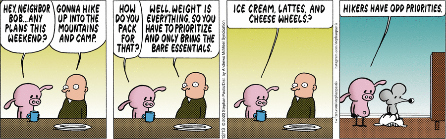 у нас было два килограмма мороженого, семьдесят пять пончиков, пять шоколадок, половина пакета чипсов и целое море разноцветных конфет в глазури, а также литр колы, литр фанты, ящик доктора Пеппера, бутылка сиропа и 12 энергетиков. не то чтобы всё это было категорически необходимо в пешем походе, но уж если начал собирать коллекцию, то к делу надо подходить серьёзно.