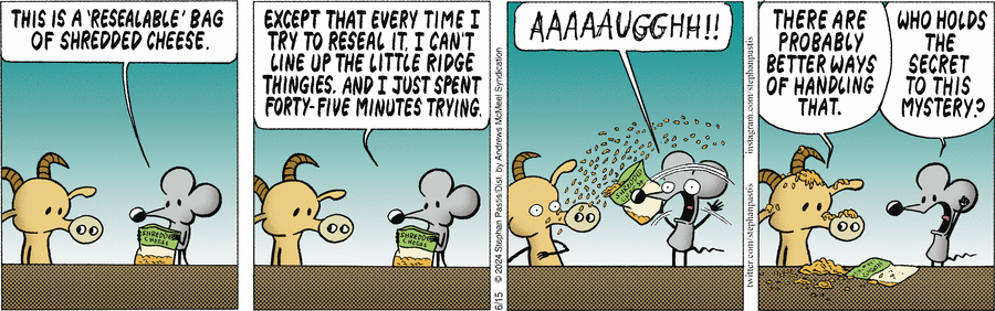 ещё хуже, когда пытаешься открыть этот пакет, тянешь, а одна из этих пластиковых хреновин отрывается от стенки вместо того, чтобы отлепиться от второй. и всё.