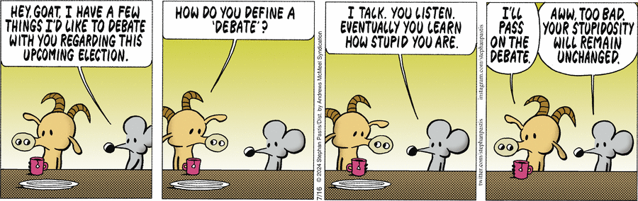 что характерно, обе стороны представляют себе споры о политике совершенно одинаково, но при этом диаметрально противоположно