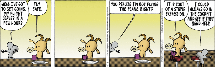 — Два билета, аэроплан!
— Ваш вылет завтра утром, в эндцать часов. Желаем вам мягкой посадки в самолёт!