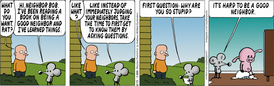 и это он ещё не дошёл до вопроса «что сосед Боб обязуется сделать, чтобы Крыса не так бесило его существование»